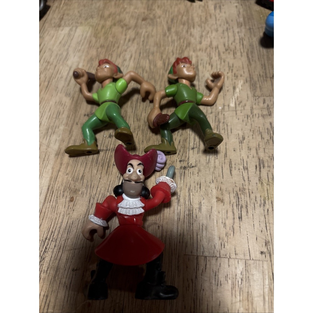 Disney Mattel Captain Hook Peter Pan Jake & Neverland Pirates PVC Lot 3.25"